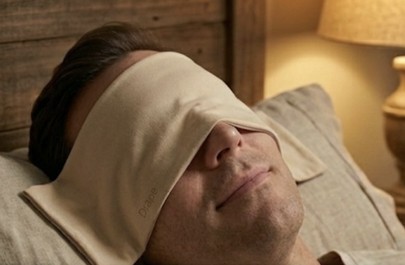 Person peacefully sleeping with Drape gently covering their eyes